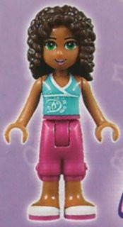 LEGO Minifigure-Andrea, Magenta Cropped Trousers, Medium Azure Top with White Trim-Friends-FRND078-Creative Brick Builders
